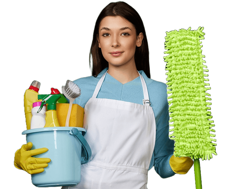 woman-in-cleaner-apron-holding-bucket-of-detergent-P5JMNT6